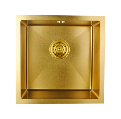 جودة  Luxury Gold  Toned SUS304 Stainless Steel Square Kitchen Sink with  Efficient Drainage Design مصنع