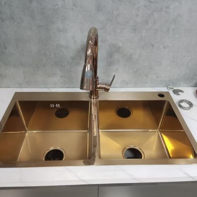 جودة  Handmade Stainless Steel Kitchen Sink with Food Grade 304/316 Stainless Steel 250-300mm Bowl Depth and 1.2-2.0mm Panel Thickness مصنع