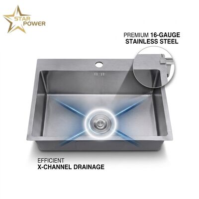سعر جيد 23 Inch Undermount Single Bowl Kitchen Sink SUS304 18 Gauge Gunmetal PVD Finish online