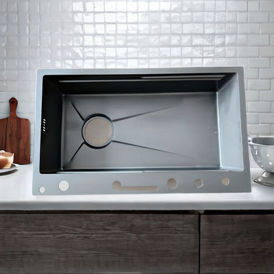 حوض مطبخ رمادي مقسم للمطابخ الحديثة