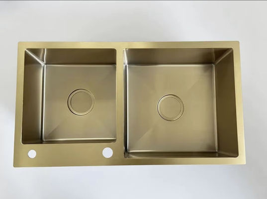حوض مطبخ مربع ذهبي من الفولاذ المقاوم للصدأ SUS304