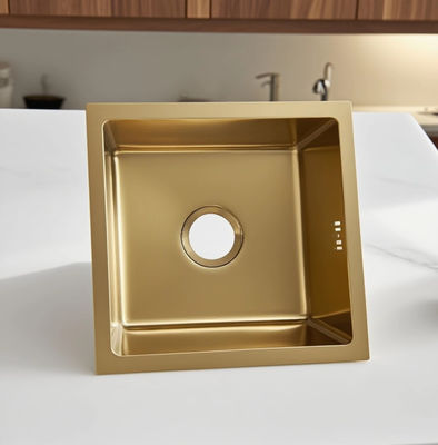 حوض مطبخ مربع ذهبي من الفولاذ المقاوم للصدأ SUS304