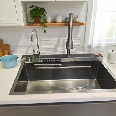 حوض مطبخ من الفولاذ المقاوم للصدأ تحت التركيب مع لوح تصريف