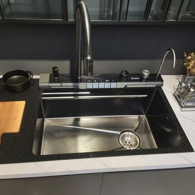 حوض مطبخ من الفولاذ المقاوم للصدأ تحت التركيب مع لوح تصريف