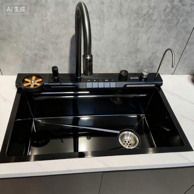 Premium Stainless Steel Kitchen Sink 900mm×550mm with Integrated Faucet and 1 Year Warranty