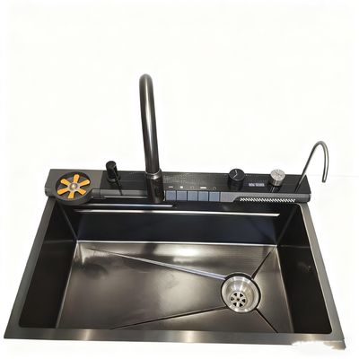 مجموعة حوض المطبخ من الفولاذ المقاوم للصدأ مزدوج الوعاء 800 مم مع صنبور قوس عالي للمطبخ الحديث