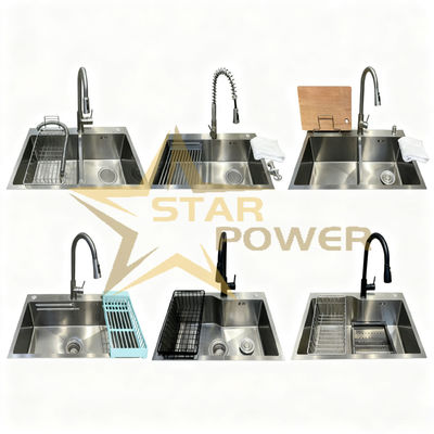 Customised Matte Brushed Handmade Stainless Steel Kitchen Sink with Single or Double Basin