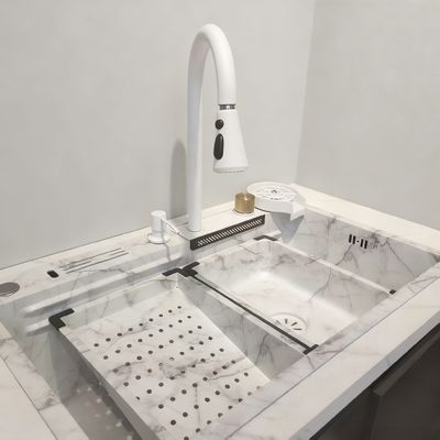 صناعة يدوية من الفولاذ المقاوم للصدأ حوض المطبخ مع الحرارة الاستحمام الصف الغذائي 304/316 وعاء واحد عميق