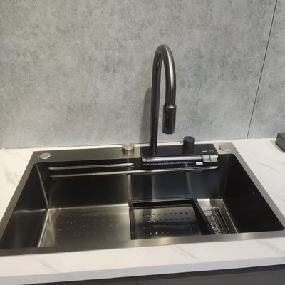 Handmade Stainless Steel Kitchen Sink with Double-Step Integrated Design and Food Grade 304/316 Stainless Steel