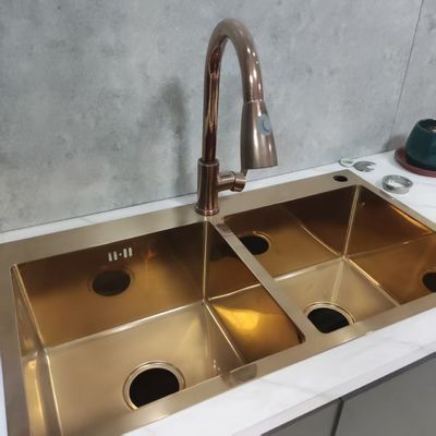 Handmade Stainless Steel Kitchen Sink with Bowl Depth 250-300mm and Panel Thickness 1.2-1.5mm or 1.8-2.0mm