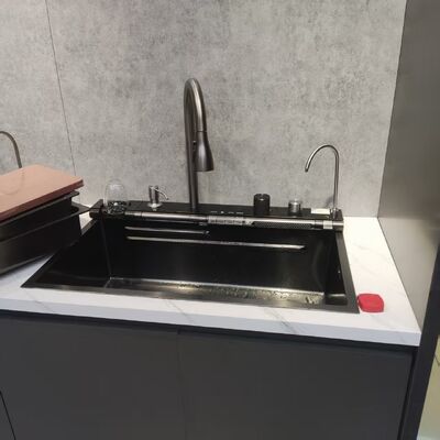 حوض مطبخ من الفولاذ المقاوم للصدأ من نوع 316L عالي الدقة مع عمق وعاء 250-300mm وسمك اللوحة 1.2-1.5mm