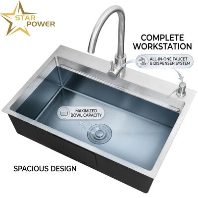 سعر جيد 316 Stainless Steel Equal Double Bowl Kitchen Sink Nano-Coated Drop-In 800mm 220mm Deep Basin الانترنت