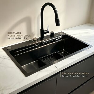 سعر جيد Chrome-Plated 316 Stainless Steel Single Bowl Kitchen Sink Undermount 800mm 220mm Deep Basin الانترنت