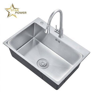 سعر جيد Nano 25x22 Drop-In Kitchen Sink SUS304 Antibacterial Single Bowl 18 Gauge الانترنت