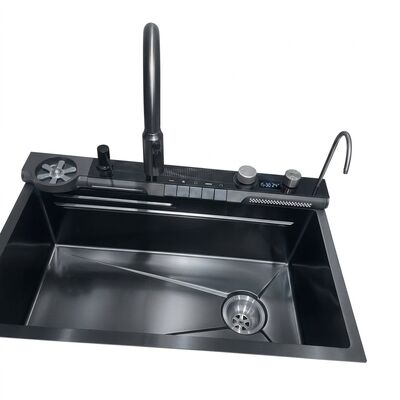 سعر جيد PVD Gunmetal 33x22 Undermount Double Bowl Kitchen Sink SUS304 Handmade 18 Gauge online