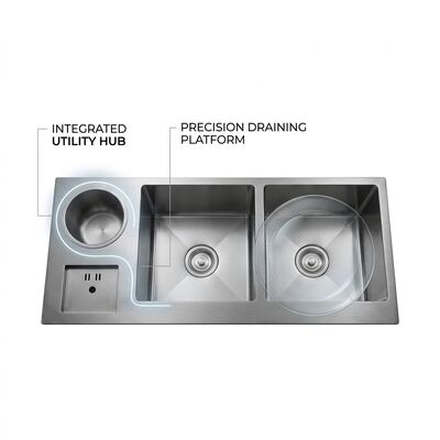 سعر جيد Farmhouse 28x19 Workstation Kitchen Sink SUS304 16 Gauge with Cutting Board الانترنت