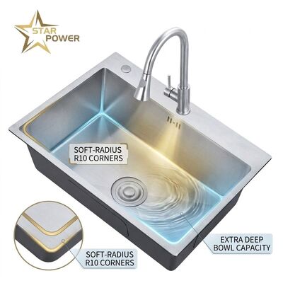سعر جيد 25 Inch Drop-In Laundry Utility Sink Single Bowl 20 Gauge with Overflow Drain الانترنت