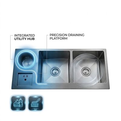 سعر جيد 36 Inch PVD Gold Single Bowl Farmhouse Workstation Kitchen Sink SUS304 16 Gauge الانترنت