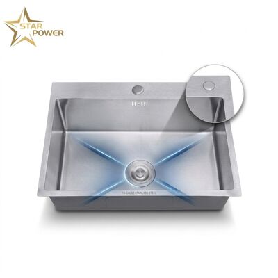 سعر جيد 27 Inch Overmount Single Bowl Kitchen Sink SUS304 18 Gauge with Drainboard الانترنت
