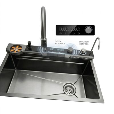 سعر جيد 32 Inch Drop-In Double Bowl Kitchen Sink SUS304 20 Gauge with Glass Cover الانترنت