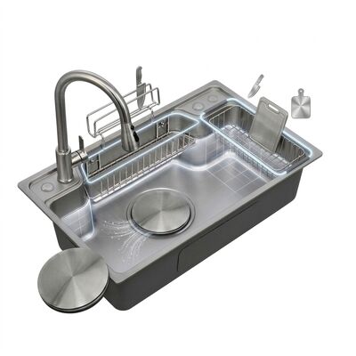 سعر جيد 30 Inch Farmhouse Apron Front Double Bowl Kitchen Sink 60/40 16 Gauge with Bottom Grids online